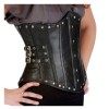 Women Leather Corset Steel Boned Black Underbust Corset With Buckles